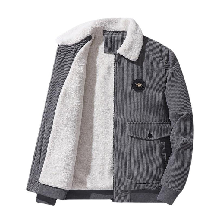 Men's cord jacket with continuous sherpa lining and patch pockets Mune Fashion