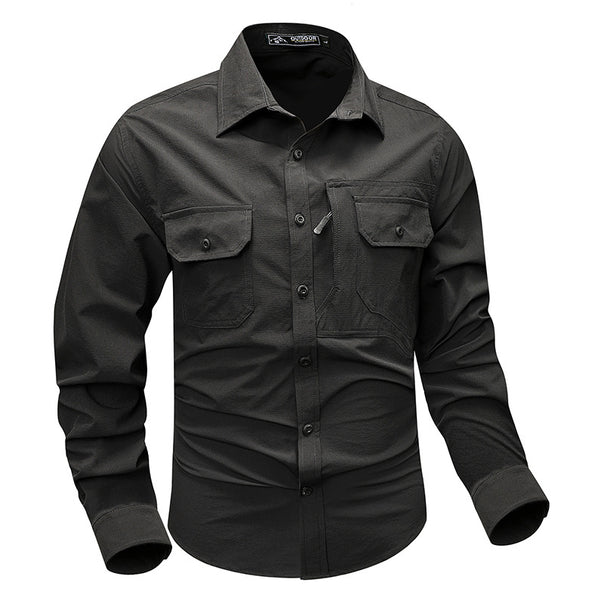 Men's  technical tactical long sleeve utility shirt with dual chest pockets and reinforced seams Mune Fashion