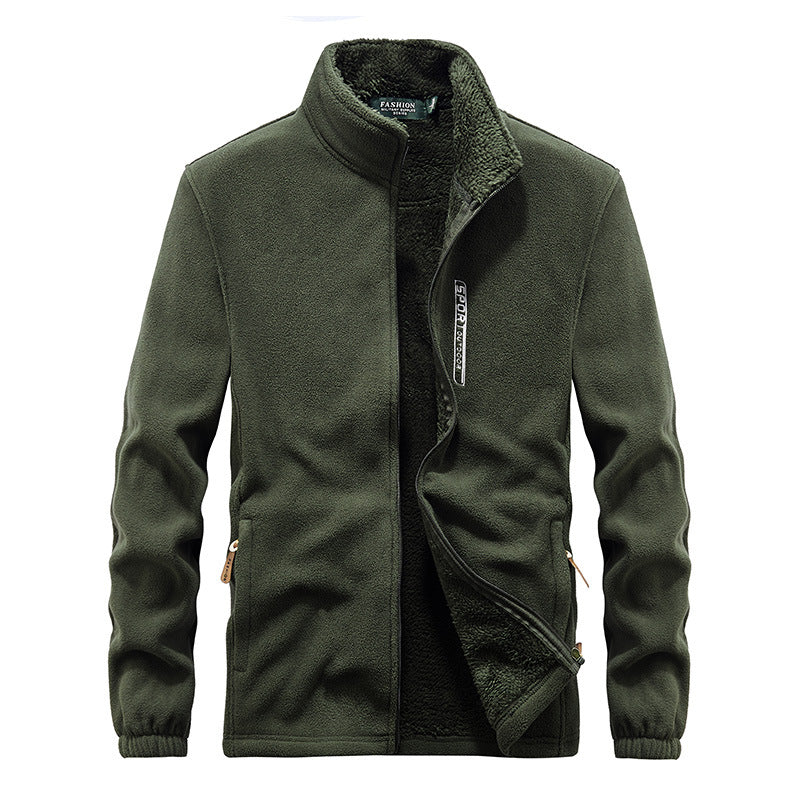Men's thermo fleece jacket with double-layered sherpa inner lining and standing collar Mune Fashion