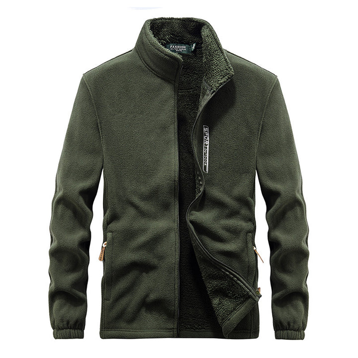 Men's thermo fleece jacket with double-layered sherpa inner lining and standing collar Mune Fashion