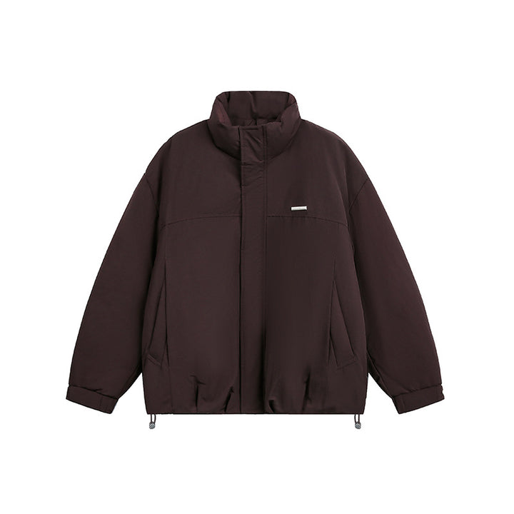 Men's Oversized Quilted Blouson Jacket with Stand-up Collar and Drawstring Mune Fashion