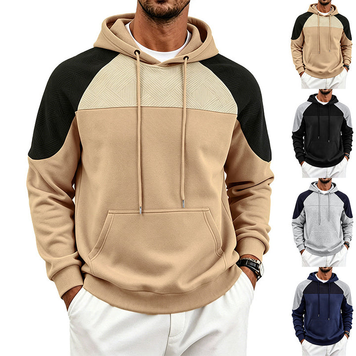 Men's hooded sweatshirt made of French Terry with waffle structure inserts and kangaroo pocket Mune Fashion
