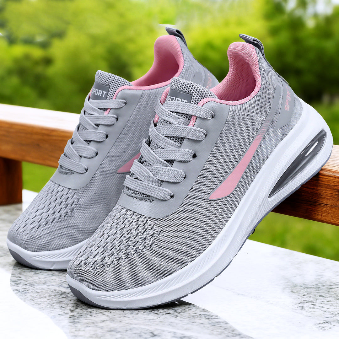 Women's breathable knit comfort sneakers with visible air chamber and shock-absorbing platform sole Mune Fashion