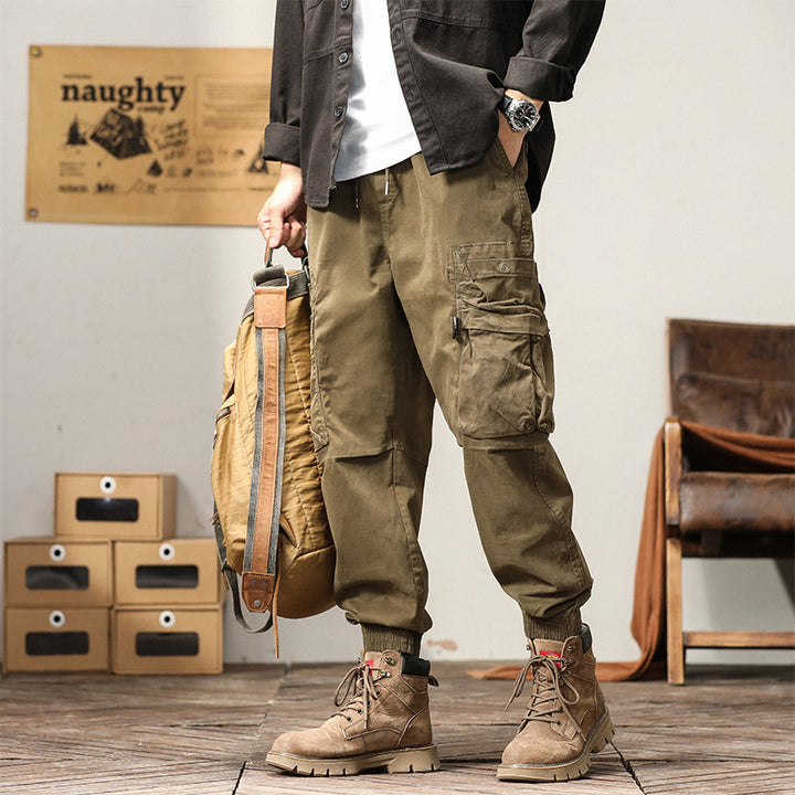 Men's Durable Canvas Cargo Jogger with Elastic Comfort Waistband, Safety Flap Pockets, and Knee Inserts Mune Fashion