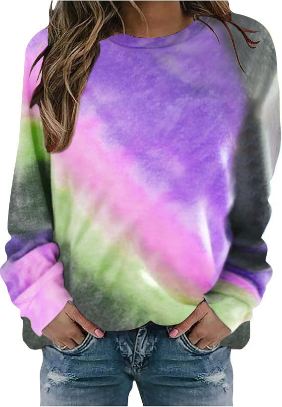 Women's Oversize Batik Sweatshirt with Round Neck and Soft Ribbed Cuffs Mune Fashion