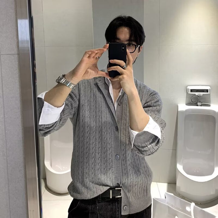 Men's Fashionable Cardigan with V-Neck Mune Fashion