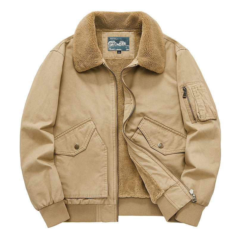 Men's pilot jacket with Sherpa lining, teddy collar, and utility pockets Mune Fashion