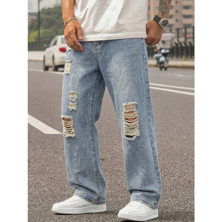 Men's Casual Loose-Fit Ripped Jeans Mune Fashion