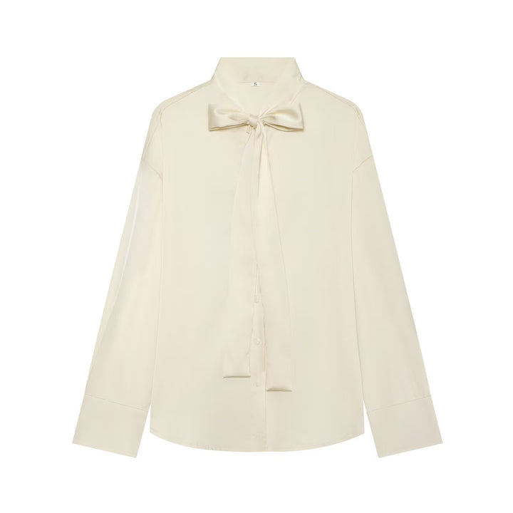 Women's blouse with bow collar and flowing satin look Mune Fashion