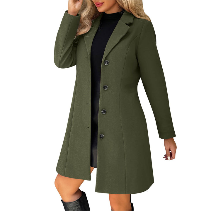 Women Tailored Short Coat with Lapel Collar and Concealed Button Placket Mune Fashion
