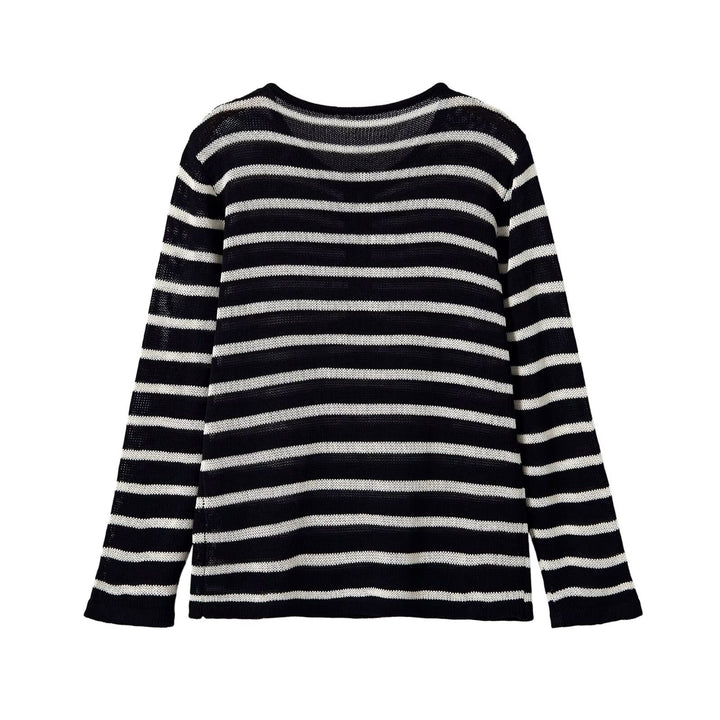 Women's Striped Lightweight Fine Knit Henley with Button Placket Mune Fashion