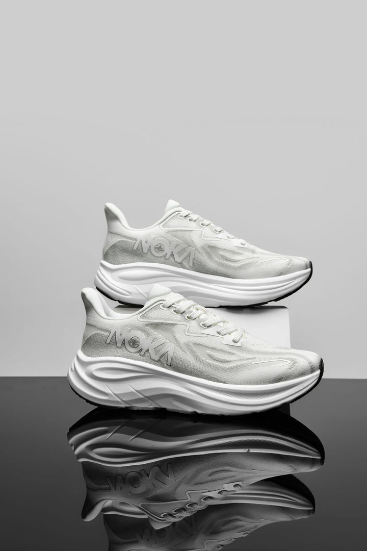 Unisex cushioned hollow core road running shoes with breathable knit upper and ergonomic platform midsole Mune Fashion