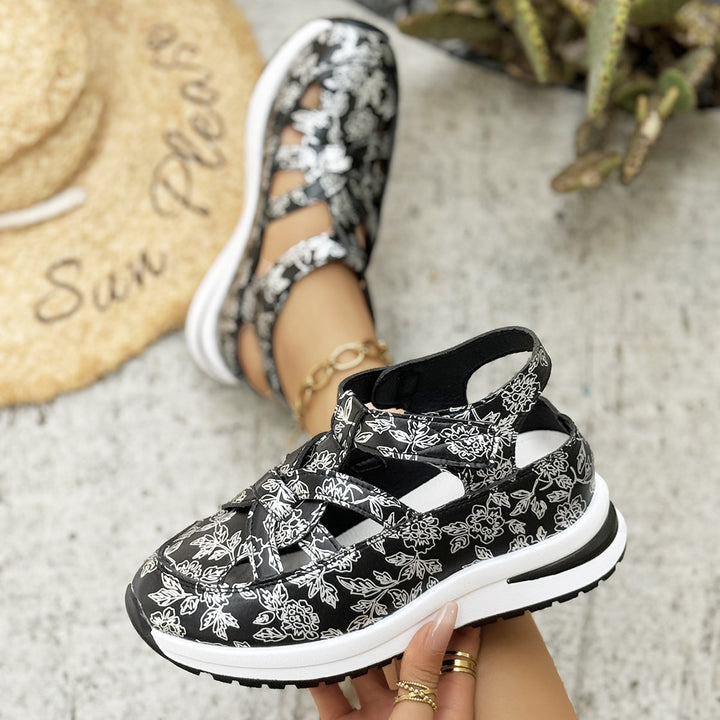 Women's Platform Sneaker Sandal with Closed Toe and Velcro Closure Mune Fashion