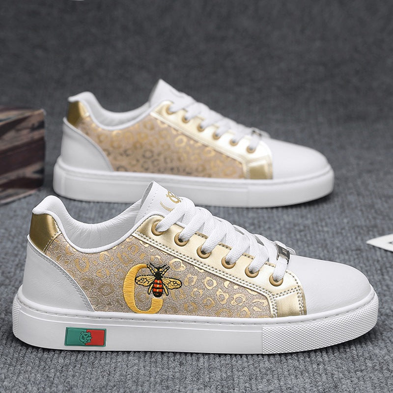 Women's fashionable platform sneakers with embroidered bee appliqué and discreet animal embossing Mune Fashion
