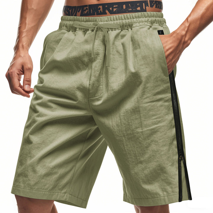 Men's lightweight training shorts with elastic drawstring waistband, side ventilation zippers, and slash pockets Mune Fashion