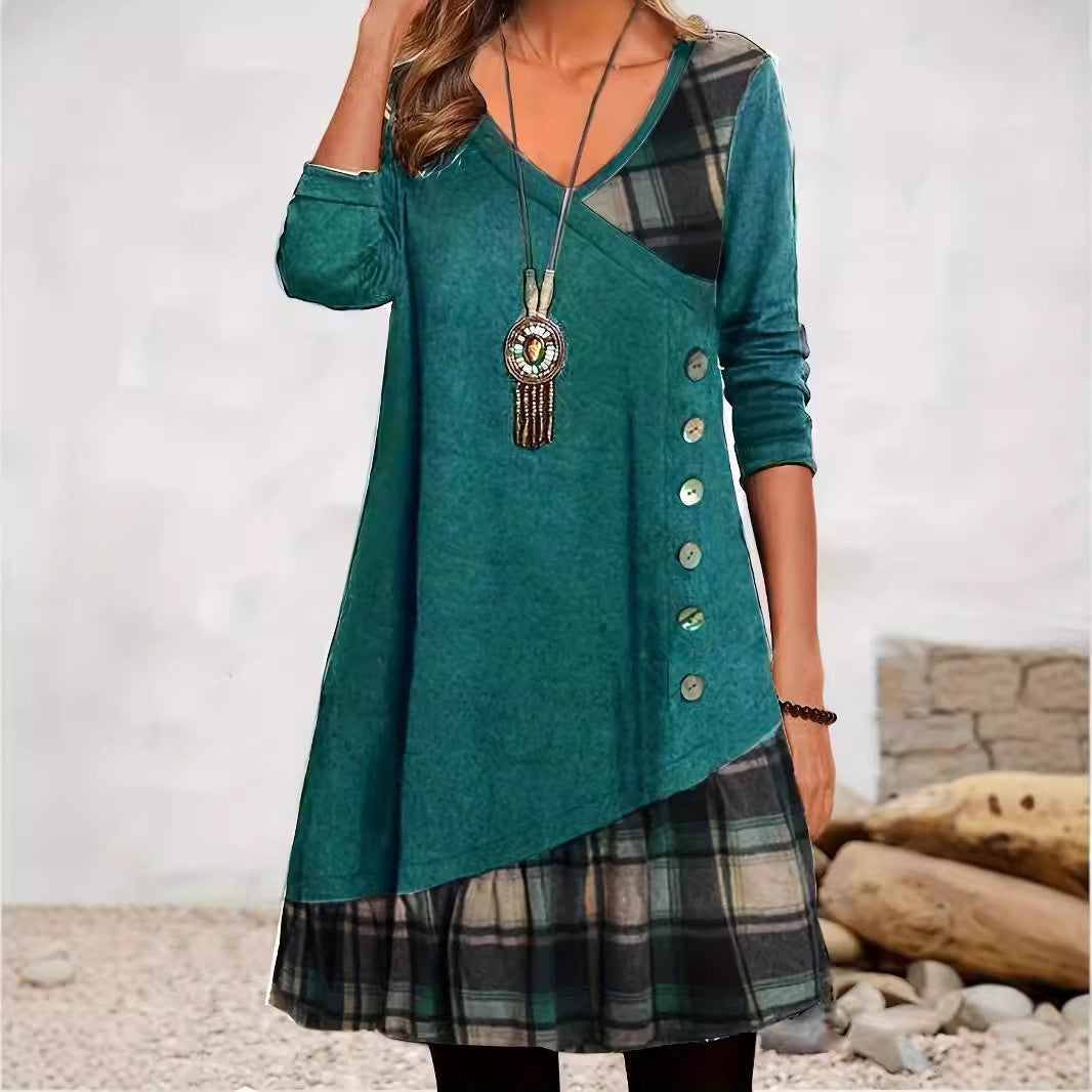 Mune | Classic Look Checked Long Sleeve Dress