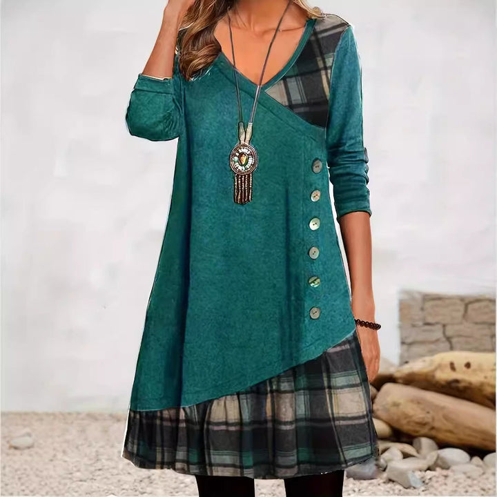 Mune | Classic Look Checked Long Sleeve Dress