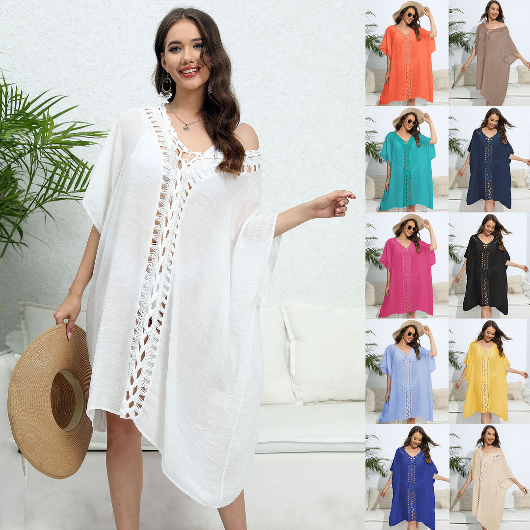 Women's airy kaftan with delicate crochet pattern Mune Fashion