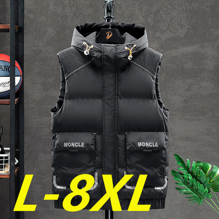 Men's Padded Hooded Vest with Shoulder Inserts and Flap Pockets Mune Fashion