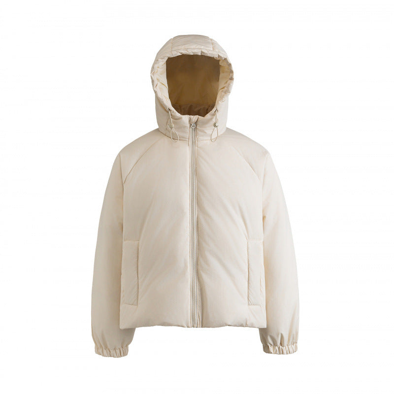 Women's Lightweight Boxy Quilted Hoodie Jacket with Drawstring, Concealed Zipper and Elastic Cuffs Mune Fashion