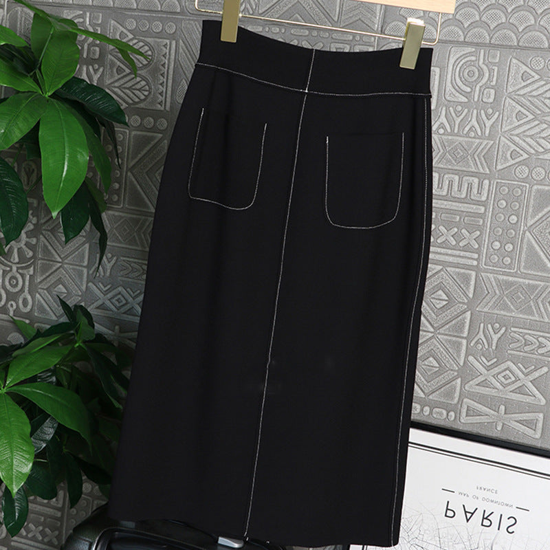 Women Elegant Midi Skirt with Slits Mune Fashion