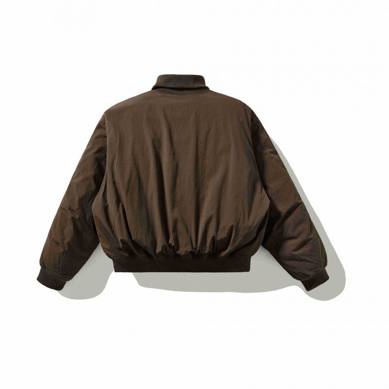 Unisex Short Cut Volume Bomber Jacket with High Ribbed Collar, Concealed Press Stud Placket and Rounded Flap Pockets Mune Fashion