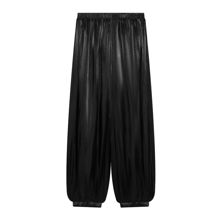 Women's Pleated Shiny High-Waist Palazzo Jogger Mune Fashion
