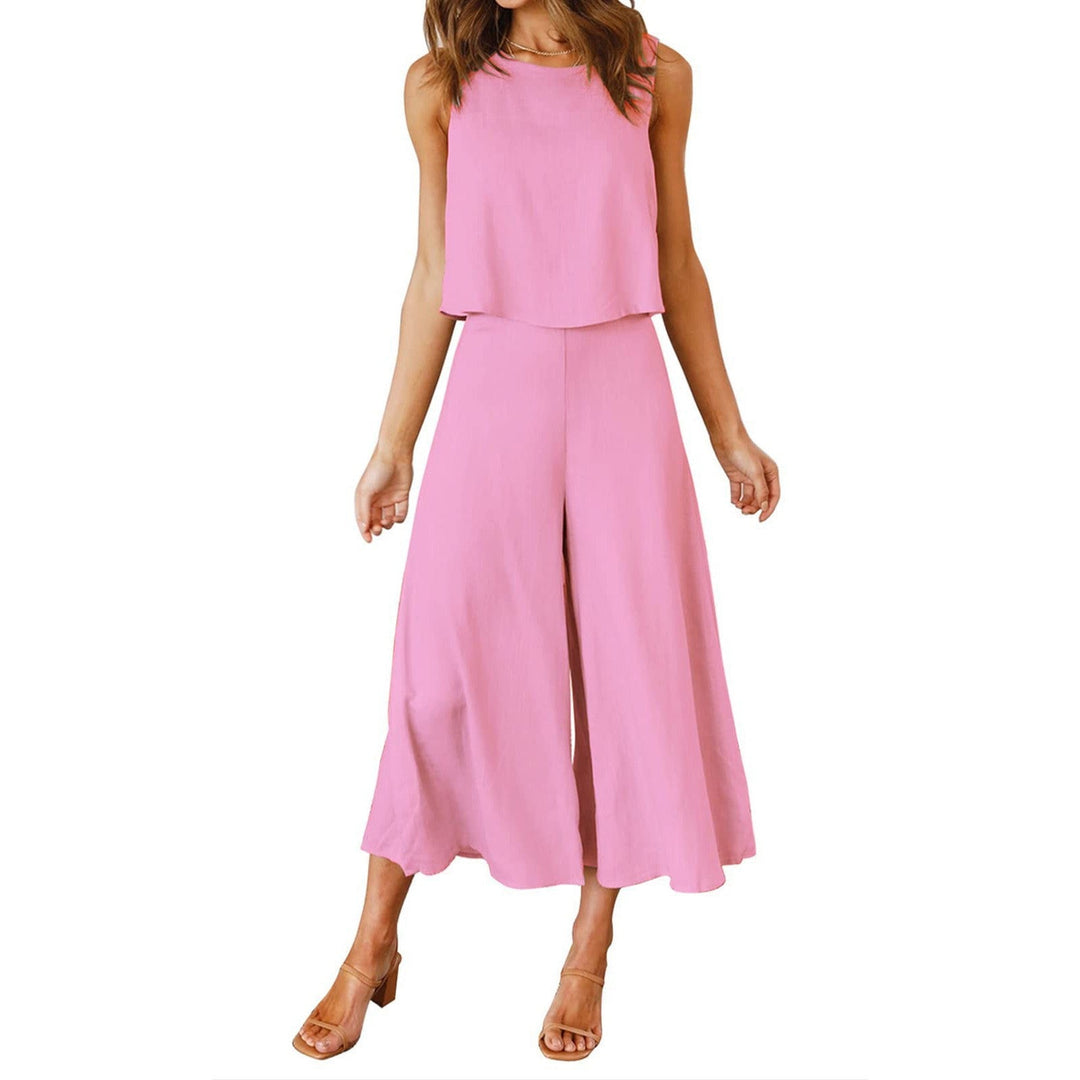 Women Airy Jumpsuit with Flowing Leg and Sleeveless Design Mune Fashion