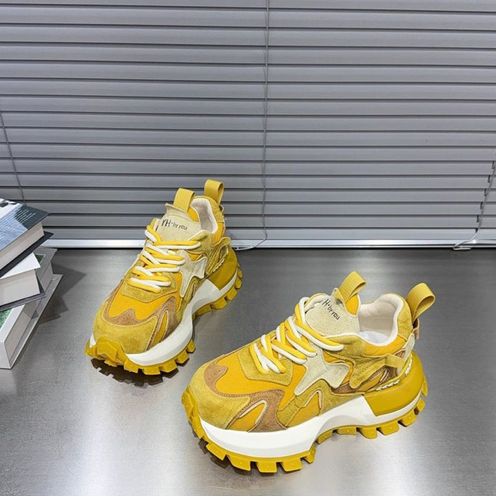 Women's Chunky Sneakers with pronounced tread sole and breathable surface structure Mune Fashion