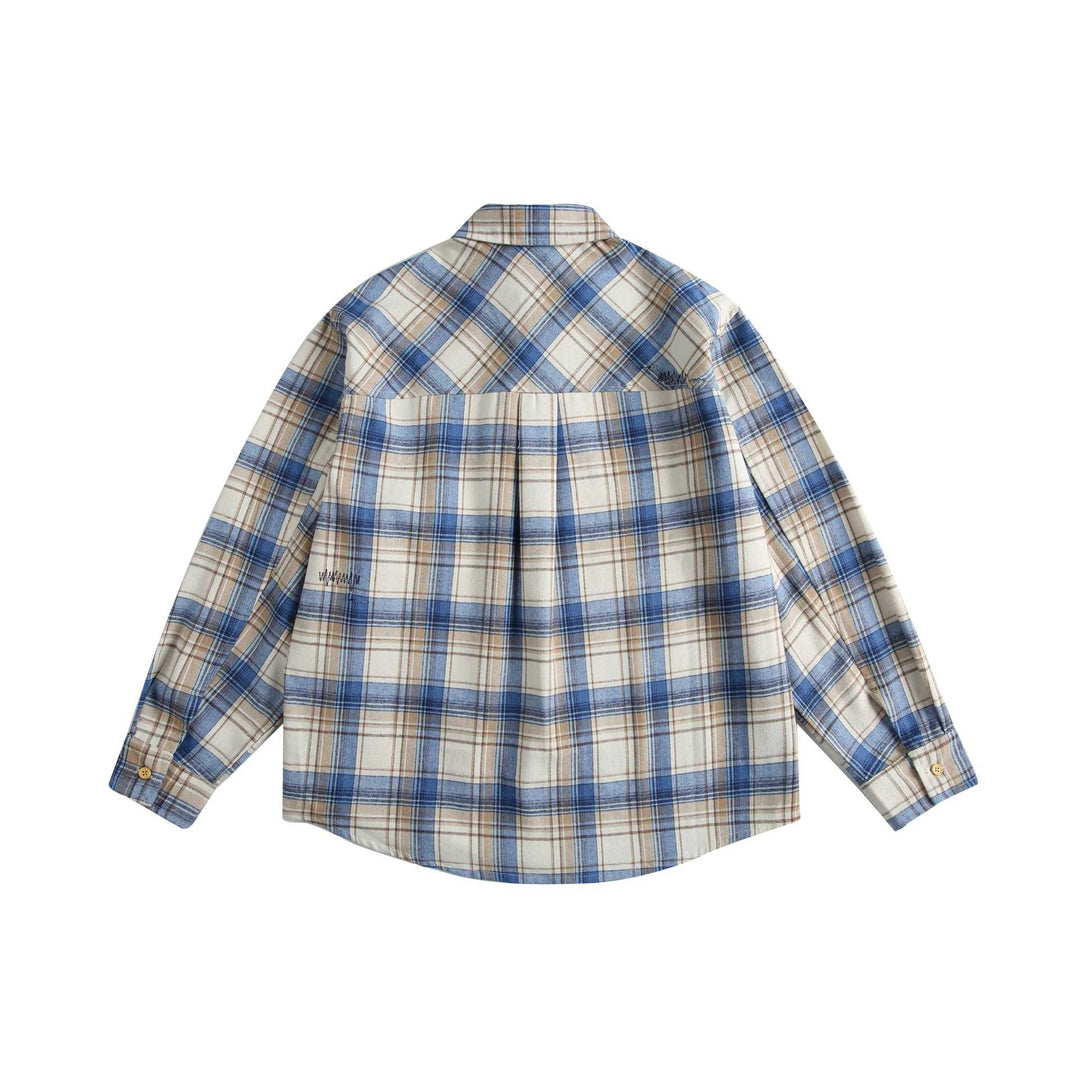 Unisex Checkered Oversized Shirt made of Cotton Flannel with Applied Chest Pocket Mune Fashion
