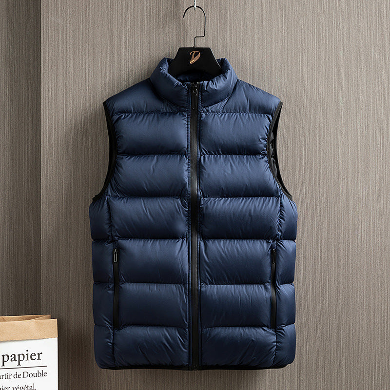 Men's Packable Down Imitation Quilted Vest with High Collar and Water-Repellent Surface Mune Fashion