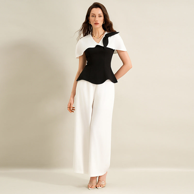 Women Elegant Top with Asymmetrical Sleeves Mune Fashion