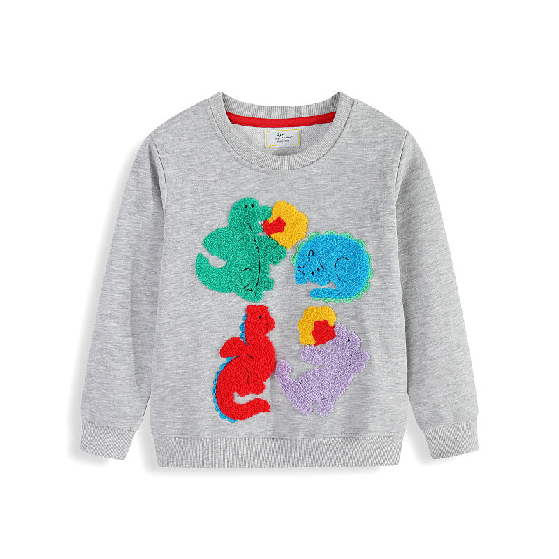 Children's sweatshirt with colorful dinosaur and flower appliqués Mune Fashion