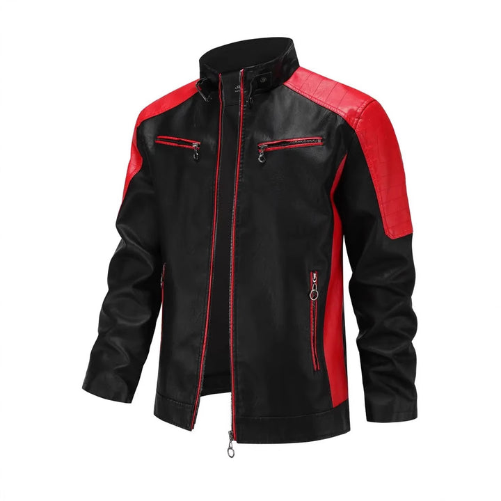 Men's sporty artificial leather jacket with zipper Mune Fashion
