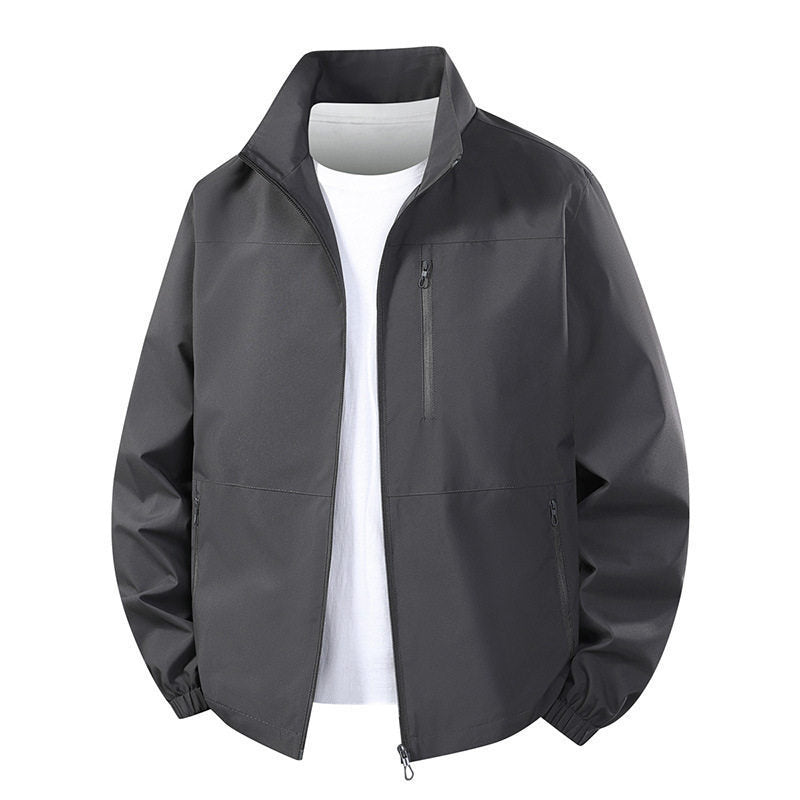 Men Light wind and water-repellent transitional jacket with standing collar and concealed zipper pockets Mune Fashion