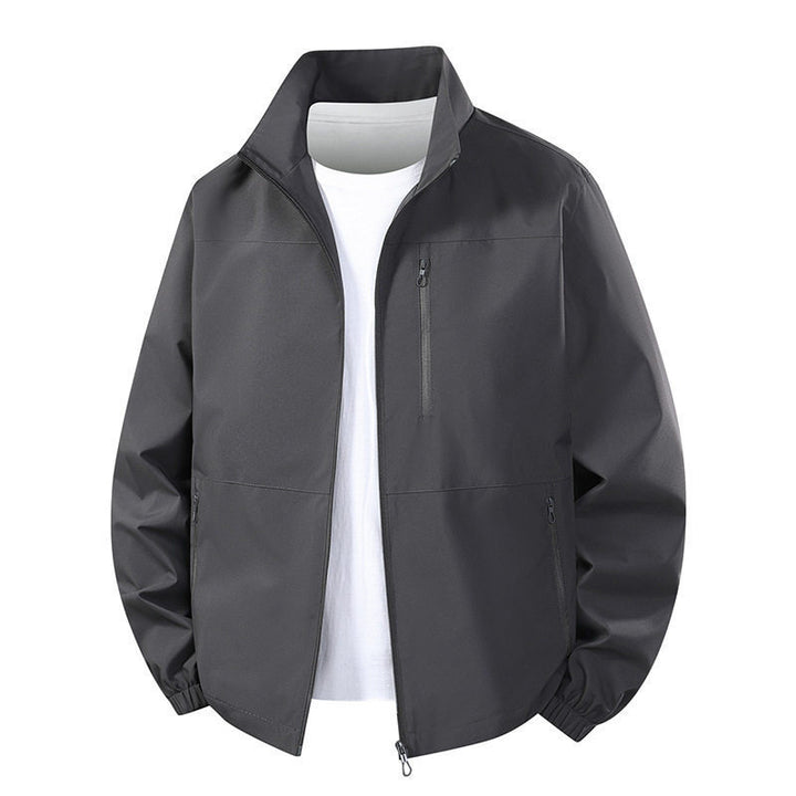 Men Light wind and water-repellent transitional jacket with standing collar and concealed zipper pockets Mune Fashion