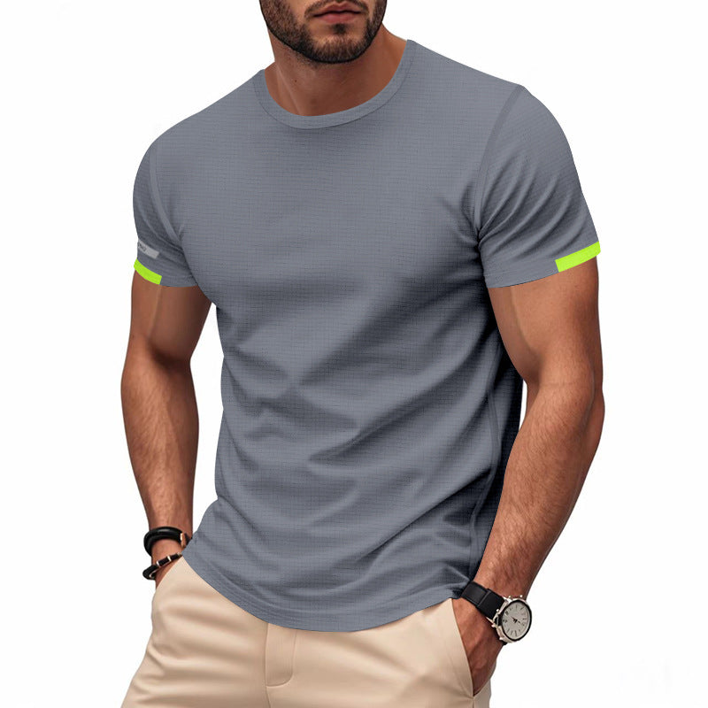 Men's nan athletic short-sleeve cotton jersey T-shirt with round neck and reflective sleeve details Mune Fashion