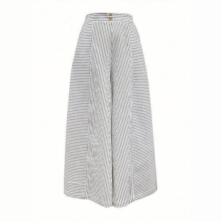 Women High Waist Palazzo Pants with Wide Leg & Stripe Detail Mune Fashion