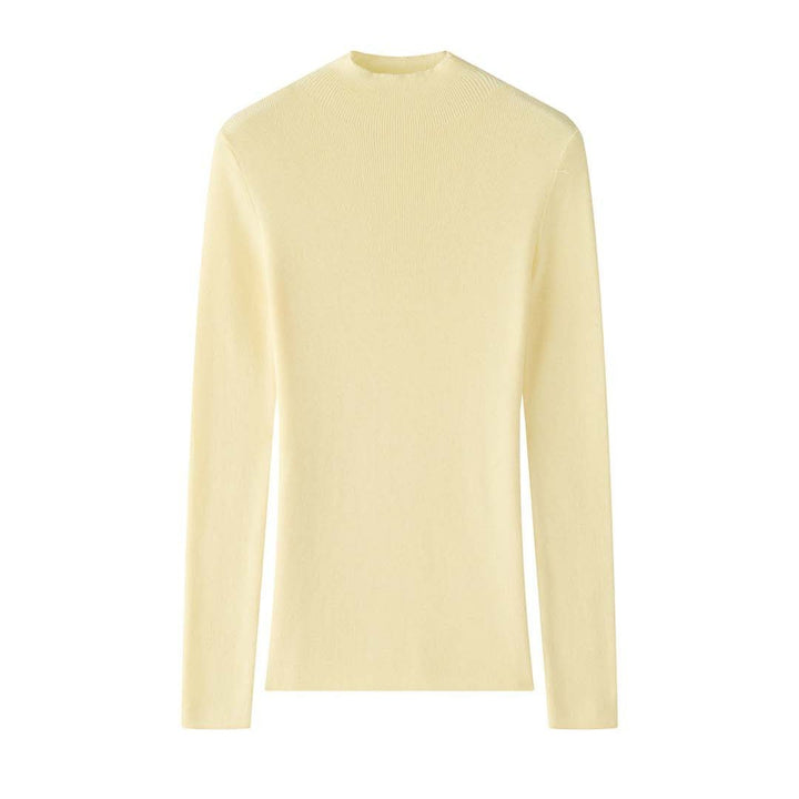 Women's Figure-Hugging Ribbed Knit Sweater with Short Stand-Up Collar and Extended Sleeves Mune Fashion