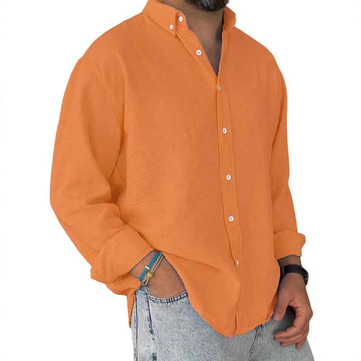 Men's nan lightweight cotton-linen shirt with button-down collar and relaxed fit Mune Fashion