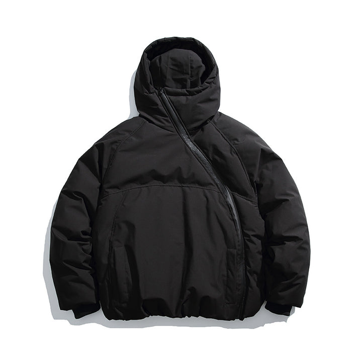 Unisex Padded Oversized Quilted Jacket with Asymmetrical Zipper Mune Fashion