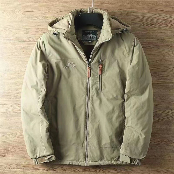 Men's Weatherproof Outdoor Jacket with Adjustable Hood Collar Mune Fashion