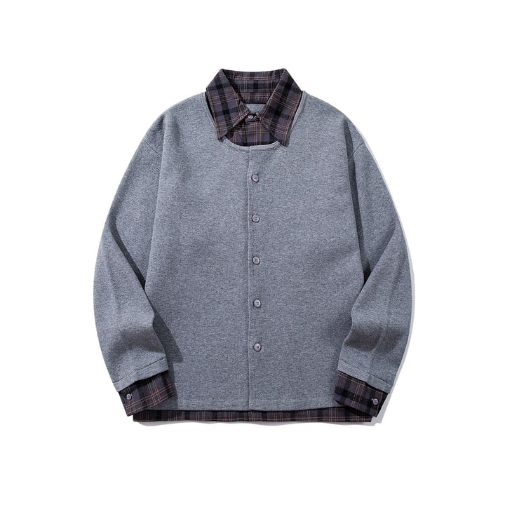 Men's Checked Flannel Shirt Layer with Open Knit Cardigan Mune Fashion