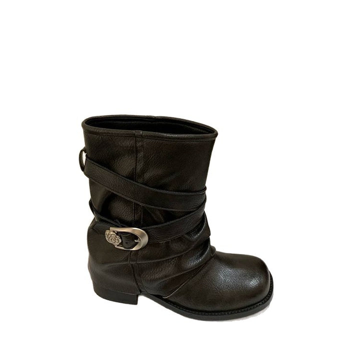 Ladies Fashion Ankle Boots with Wide Strap Mune Fashion