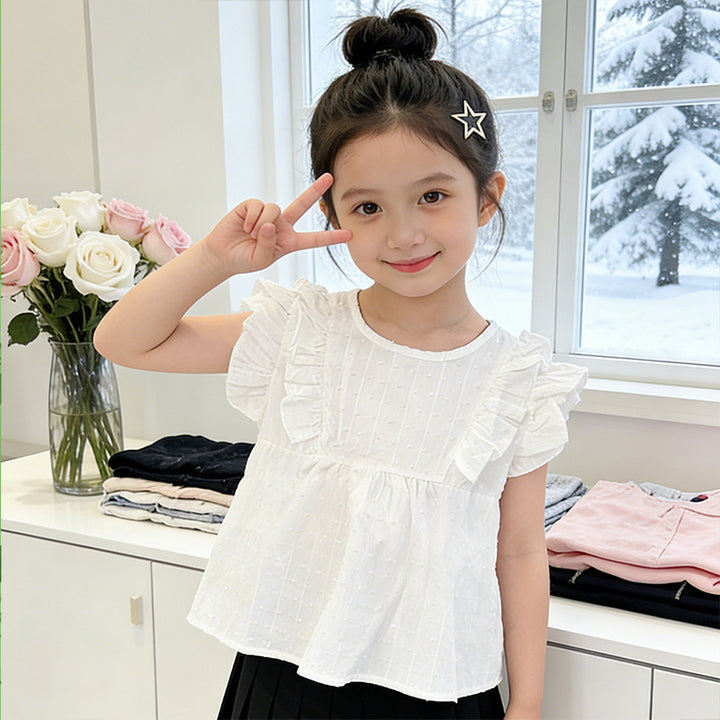 Girls fashionable blouse with ruffles and polka dot pattern Mune Fashion
