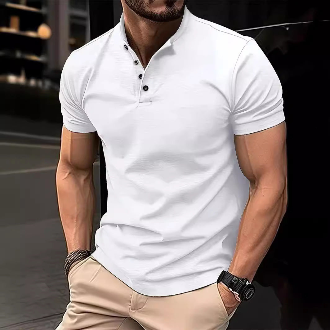 Men's Polo Shirt with Button Placket and Short Sleeves Mune