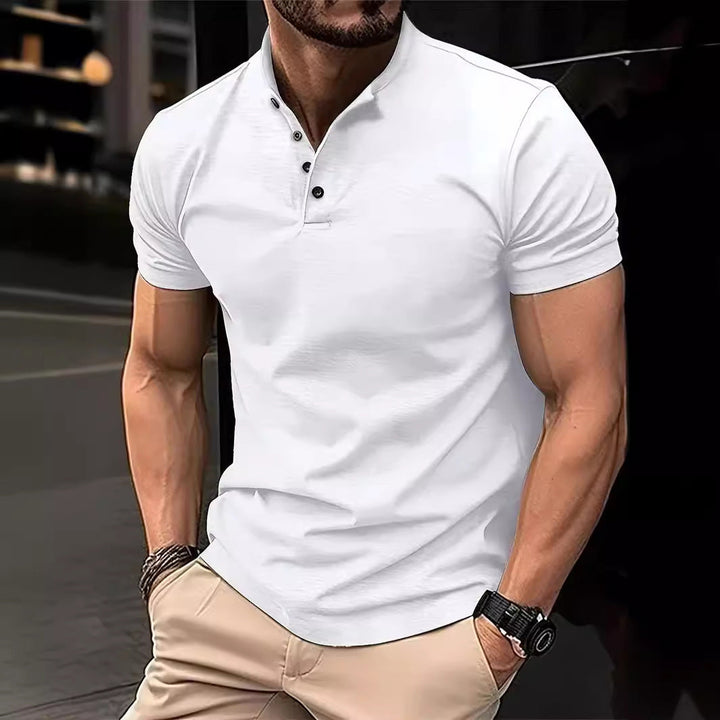 Men's Polo Shirt with Button Placket and Short Sleeves Mune