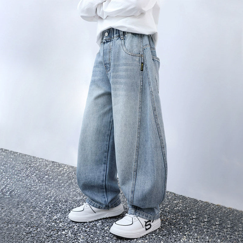 Boys casual denim pants with unique smile print Mune Fashion