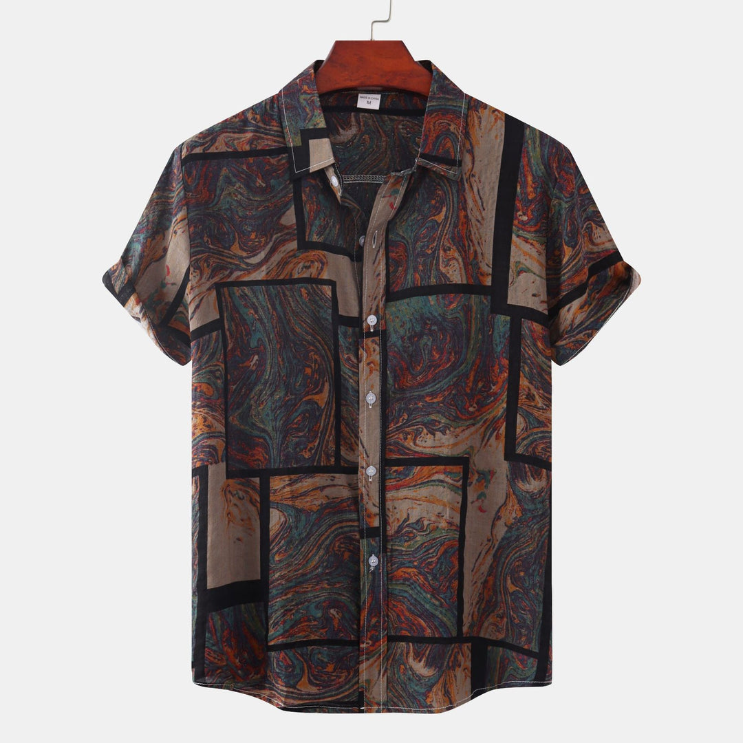 Men's short sleeve shirt with modern marble design and airy cut Mune Fashion