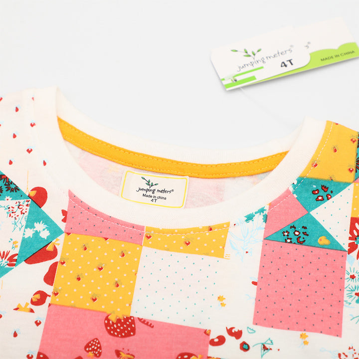 Girls Short Sleeve Dress with Cheerful Patchwork Design Mune Fashion